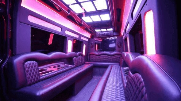 Interior of Shawnee Party Bus Company's 14 Passenger Sprinter Limousine in Shawnee