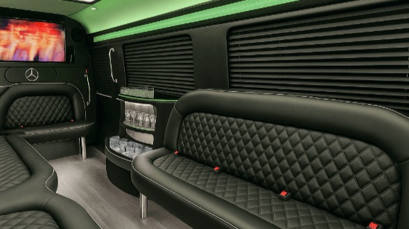 Interior of Shawnee Party Bus Company's 15 Passenger Party Bus in Shawnee