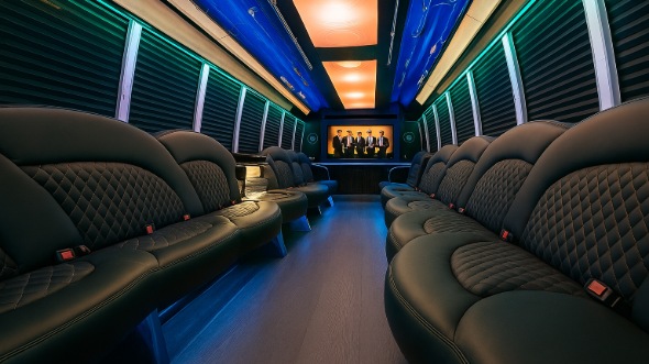 Interior of Leavenworth Party Bus Company's 20 Passenger Party Bus in Leavenworth