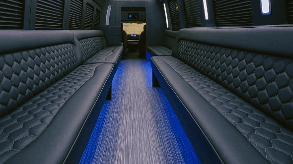 Interior of Olathe Party Bus Company's 20 Passenger Party Bus in Olathe