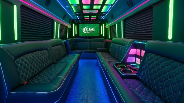 Interior of Wichita Party Bus Company's 20 Passenger Party Bus in Wichita