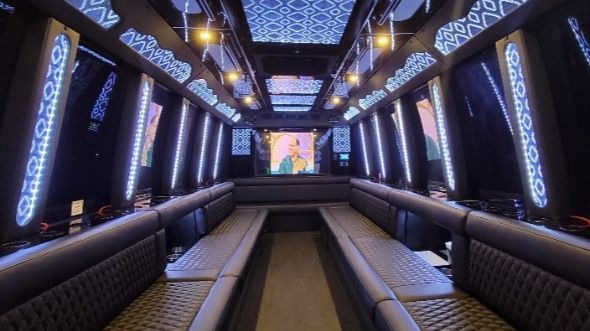 Interior of Derby Party Bus Company's 25 Passenger Party Bus in Derby