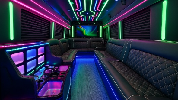 Interior of Overland Park Party Bus Company's 25 Passenger Party Bus in Overland Park