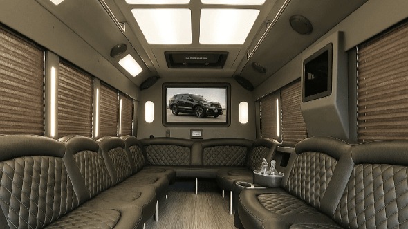 Interior of Overland Park Party Bus Company's 28 Passenger Party Bus in Overland Park