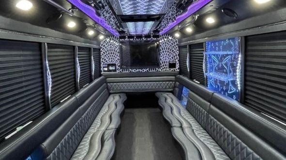 Interior of Topeka Party Bus Company's 28 Passenger Party Bus in Topeka