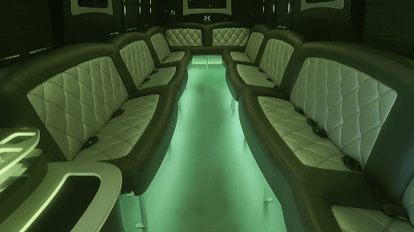 Interior of Leawood Party Bus Company's 40 Passenger Party Bus in Leawood