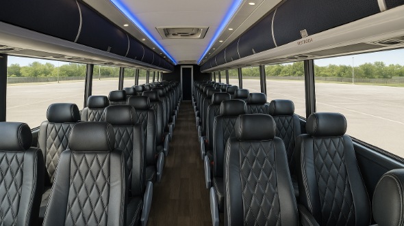 Interior of Kansas Party Bus Company's 45 Passenger Charter Bus in Kansas