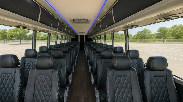 Interior of Kansas Party Bus Company's 46 Passenger Charter Bus in Kansas