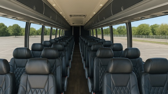 Interior of Kansas Party Bus Company's 47 Passenger Charter Bus in Kansas