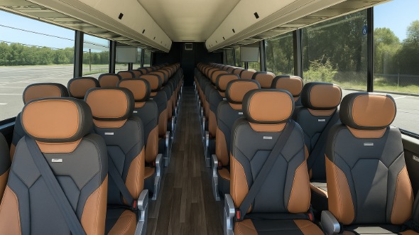 Interior of Kansas Party Bus Company's 48 Passenger Charter Bus in Kansas
