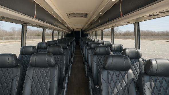 Interior of Kansas Party Bus Company's 51 Passenger Charter Bus in Kansas