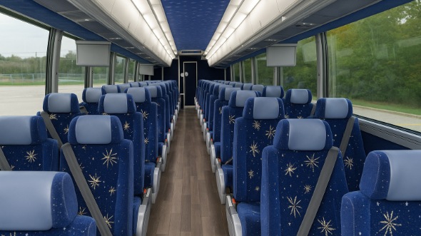 Interior of Kansas Party Bus Company's 54 Passenger Charter Bus in Kansas