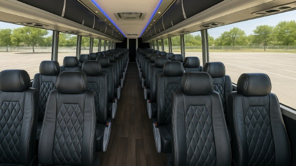 Interior of Kansas Party Bus Company's 55 Passenger Charter Bus in Kansas