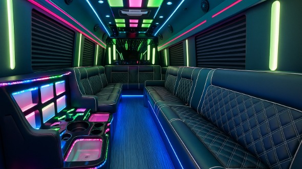 kansas 40 passenger party bus inside